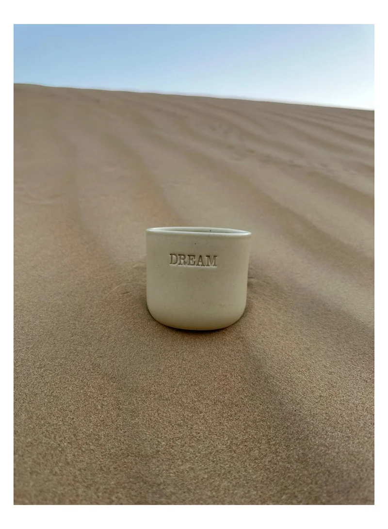 تحفة لوكس كوب سيراميك فاخر مصنوع يدويًا حلم إنجليزي وعربي - لون صحراوي - ٢٥٠ مل